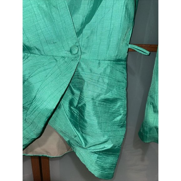 BB Collections Womens Vintage 80s Avant-Garde Green Ruffled Beaded Jacket Size 4 - Picture 5 of 8